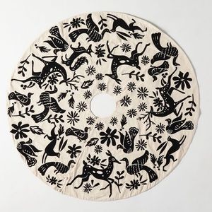 Anthropologie embroidered forest Christmas tree skirt! NEW!